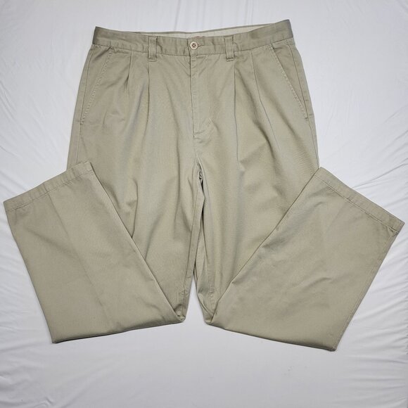 Cherokee Pants Ultimate Khaki Mens 36 x 32 Pleated Front Straight Leg Preppy - Picture 1 of 13